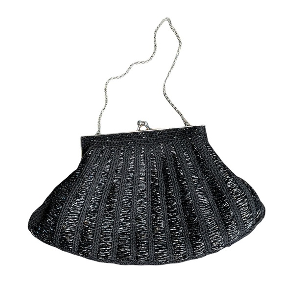 La Rigale Handbags - LA REGALE Vintage Black Beaded Purse